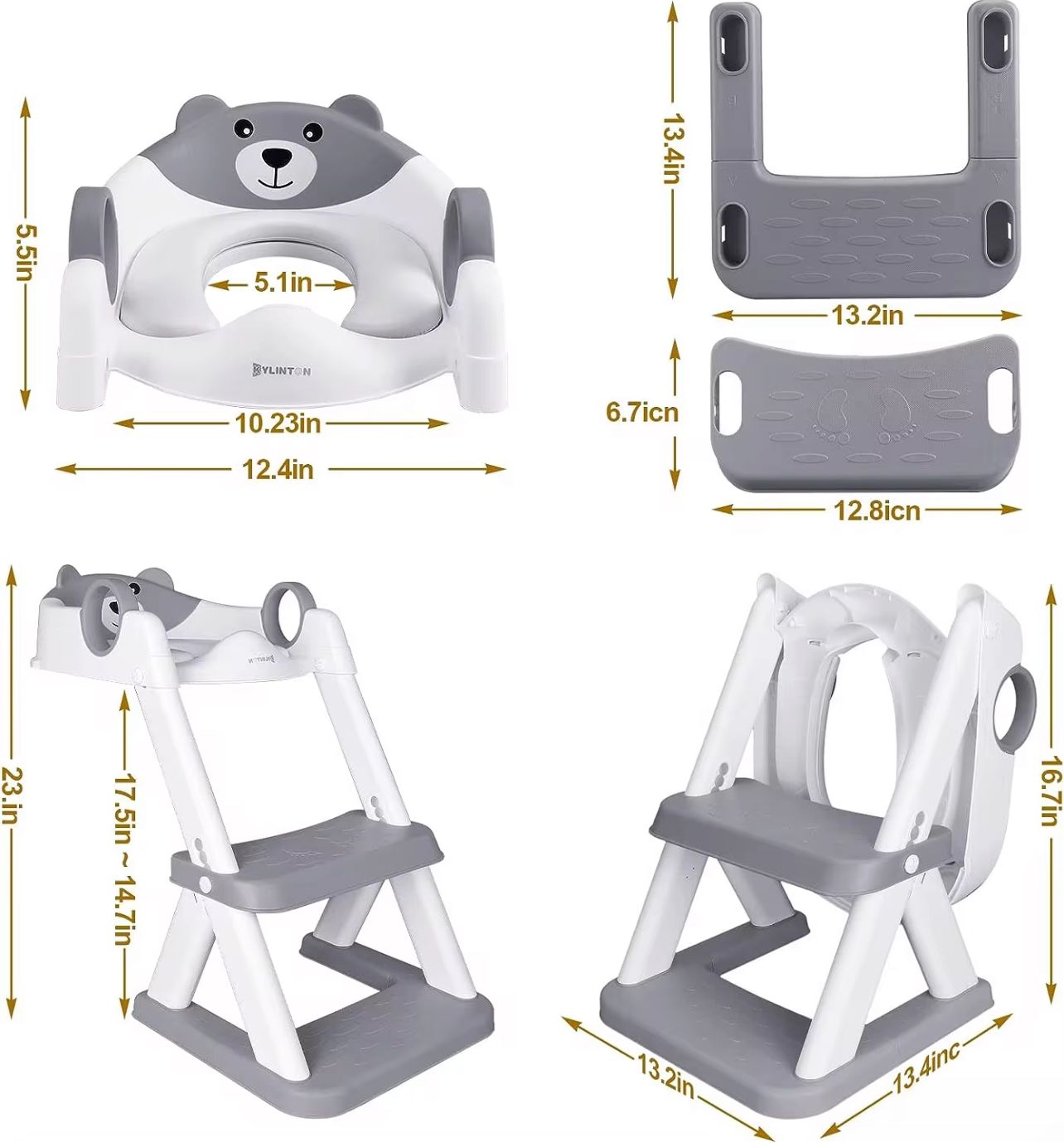 Upgraded 2-in-1 Kids' Potty Training / Toilet Training Seat & Step Stool: Convenient, Compact, and Kid-Friendly Design