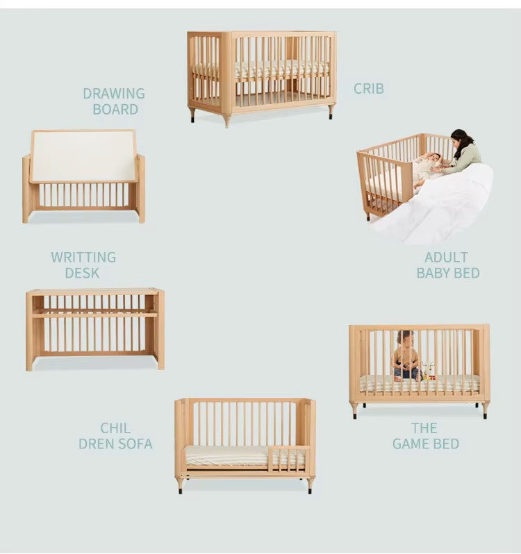 "8-in-1 Convertible Baby Crib: Desk, Playpen, Bassinet & More!"