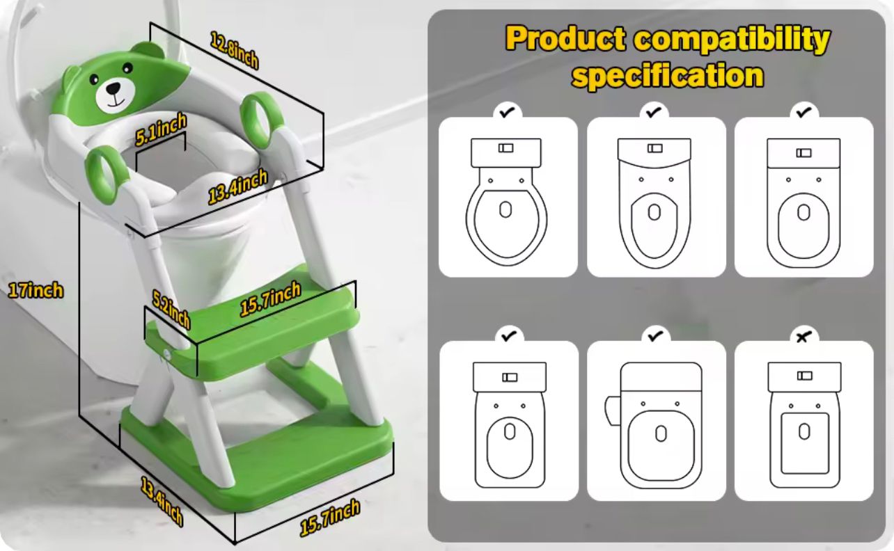 Upgraded 2-in-1 Kids' Potty Training / Toilet Training Seat & Step Stool: Convenient, Compact, and Kid-Friendly Design