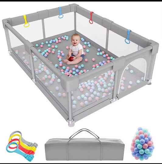 Indoor Baby Playpen with Play Mat & Ocean Balls (Large)